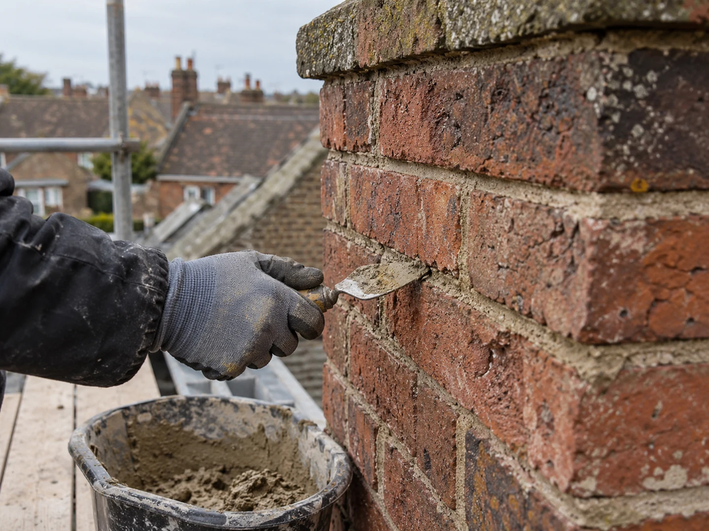 Illustrative close-up of chimney repairs work