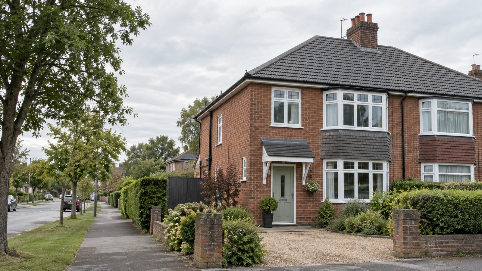 Illustration of a British home with a finished tiled roof