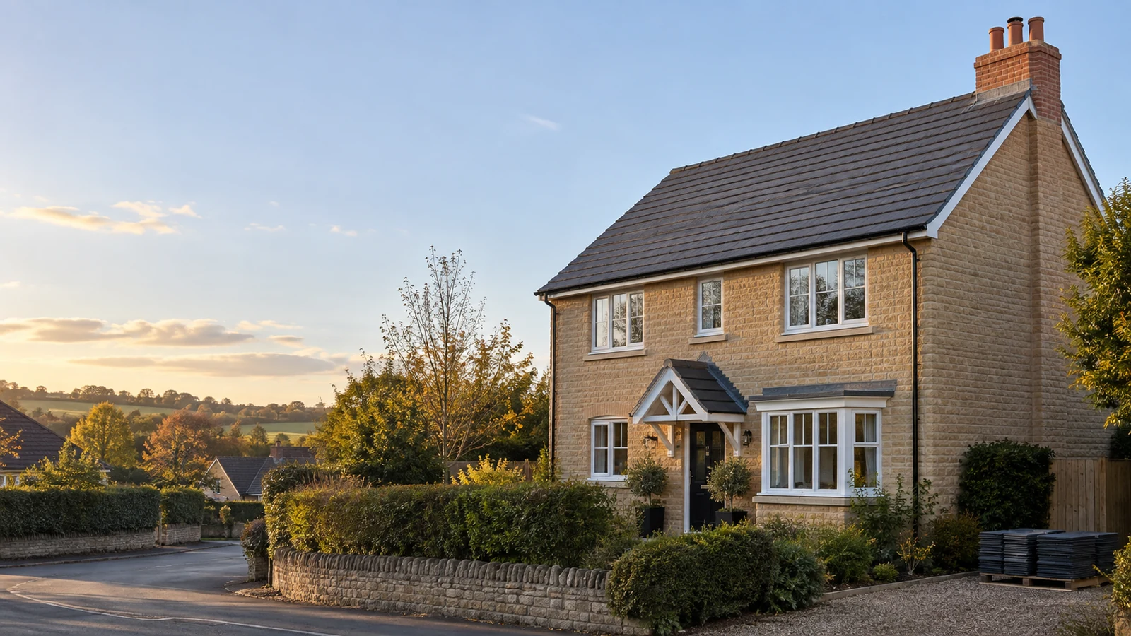 Illustration of new roofs on a British property